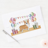 Rode Pembroke Welsh Corgi Kleurrijke Pastelverjaar Rechthoekige Sticker (Envelop)