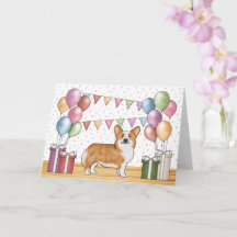 Rode Pembroke Welsh Corgi Kleurrijke Verjaardag
