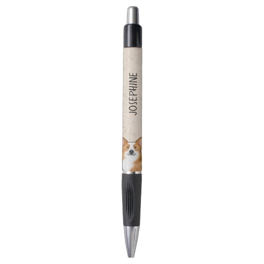 Rode Pembroke Welsh Corgi Kopportret en naam Pen (Voorkant Verticaal)
