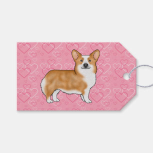 Rode Pembroke Welsh Corgi Liefdes Hart Patroon Roz Cadeaulabel