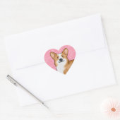 Rode Pembroke Welsh Corgi Liefdeshartpatroon Roze Hart Sticker (Envelop)