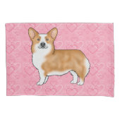Rode Pembroke Welsh Corgi Liefdeshartpatroon Roze Kussensloop (Voorkant-Links)