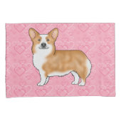 Rode Pembroke Welsh Corgi Liefdeshartpatroon Roze Kussensloop (Voorkant-Rechts)