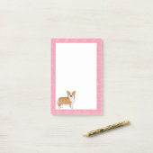 Rode Pembroke Welsh Corgi Liefdeshartpatroon Roze Post-it® Notes (Op bureau)