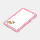 Rode Pembroke Welsh Corgi Liefdeshartpatroon Roze Post-it® Notes (Schuin)