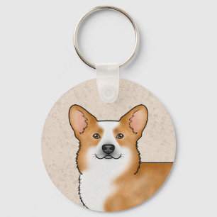 Rode Pembroke Welsh Corgi Mooie Hondenkop Portret Sleutelhanger