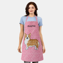 Rode Pembroke Welsh Corgi Op Roze Harten Met Naam