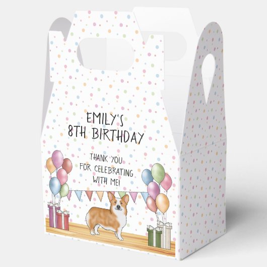 Rode Pembroke Welsh Corgi Pastel Verjaardag Dank u Bedankdoosjes (Geopend)