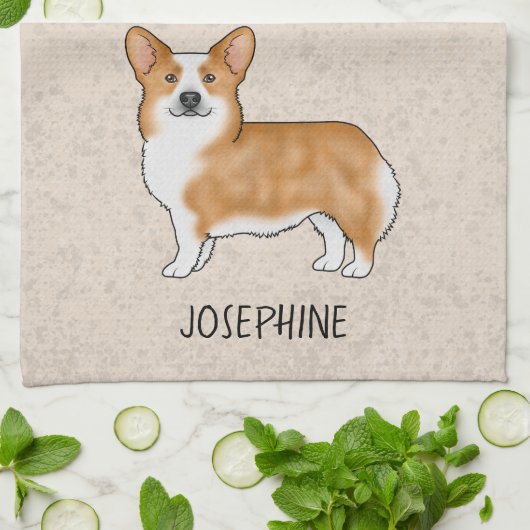 Rode Pembroke Welsh Corgi Schattigee hond met aang Theedoek (Gevouwen)