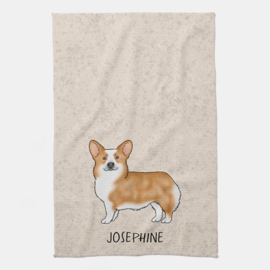 Rode Pembroke Welsh Corgi Schattigee hond met aang Theedoek (Verticaal)