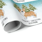 Rode Pembroke Welsh Corgi Winter Forest Kerstmis Cadeaupapier (Rol Hoek)