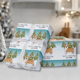 Rode Pembroke Welsh Corgi Winter Forest Kerstmis Cadeaupapier