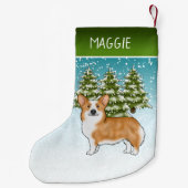 Rode Pembroke Welsh Corgi Winter Forest Kerstmis Kleine Kerstsok (Achterkant)