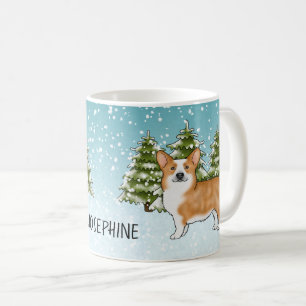 Rode Pembroke Welsh Corgi Winter Forest Kerstmis Koffiemok