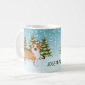 Rode Pembroke Welsh Corgi Winter Forest Kerstmis Koffiemok (Voorkant links)