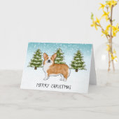 Rode Pembroke Welsh Corgi Winter Prettig Kerstmis Kaart (Gele Bloem)