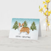Rode Pembroke Welsh Corgi Winter Vrolijk Kerstfees Kaart (Gele Bloem)