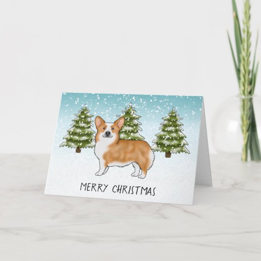 Rode Pembroke Welsh Corgi Winter Vrolijk Kerstfees Kaart (Voorkant)