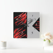 Rode penseel met zwarte patroonvergrendeling vierkante klok (Huis)