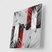 Rode penseel met zwarte Patroonvierkant wandklok (Hoek)