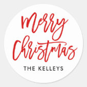 Rode penseelscript ronde sticker (Voorkant)