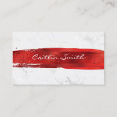 Rode penseelstreek Zilver Wit Folie Marmer Visitekaartje (Voorkant)