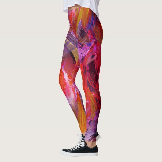 Rode penseelstreken leggings (Links)