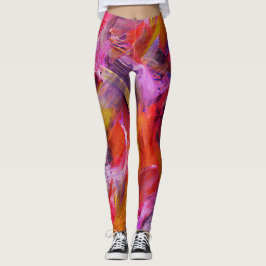 Rode penseelstreken leggings