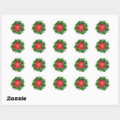 Rode Pentakel op Hulstkrans Ronde Sticker (Vel)