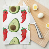 Rode Peper Diva Schattige Groene Avocado Cartoon P Theedoek (Quarter Fold)
