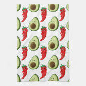 Rode Peper Diva Schattige Groene Avocado Cartoon P Theedoek (Verticaal)