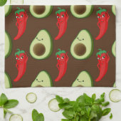 Rode Peper Diva Schattige Groene Avocado Cartoon P Theedoek (Gevouwen)