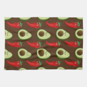 Rode Peper Diva Schattige Groene Avocado Cartoon P Theedoek (Horizontaal)