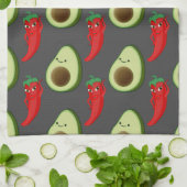 Rode Peper Diva Schattige Groene Avocado Cartoon P Theedoek (Gevouwen)