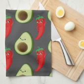 Rode Peper Diva Schattige Groene Avocado Cartoon P Theedoek (Quarter Fold)