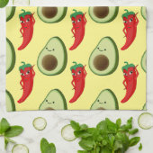 Rode Peper Diva Schattige Groene Avocado Cartoon P Theedoek (Gevouwen)