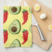 Rode Peper Diva Schattige Groene Avocado Cartoon P Theedoek (Quarter Fold)