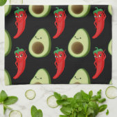 Rode Peper Diva Schattige Groene Avocado Cartoon P Theedoek (Gevouwen)
