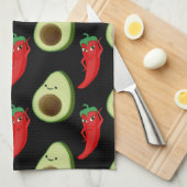Rode Peper Diva Schattige Groene Avocado Cartoon P Theedoek (Quarter Fold)