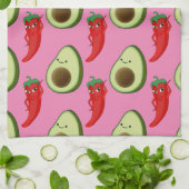 Rode Peper Diva Schattige Groene Avocado Cartoon P Theedoek (Gevouwen)