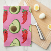 Rode Peper Diva Schattige Groene Avocado Cartoon P Theedoek (Quarter Fold)