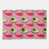 Rode Peper Diva Schattige Groene Avocado Cartoon P Theedoek (Horizontaal)