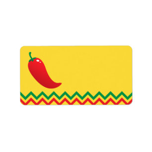 Rode peper jalapeno met mexicaanse grens etiket