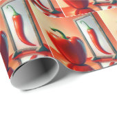 Rode peper kijkt in een spiegel cadeaupapier (Rol Hoek)