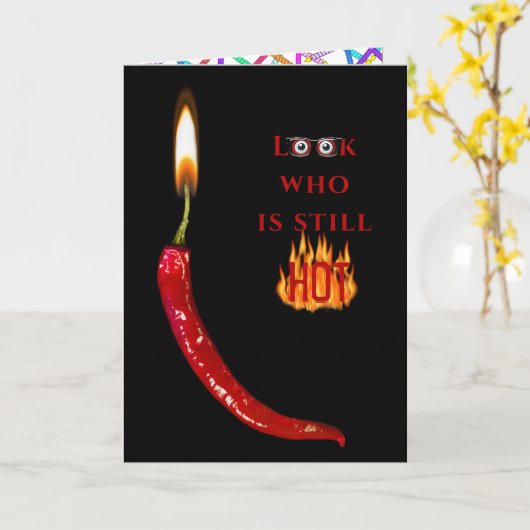 Rode Peper verjaardagskaars Kaart (Gele Bloem)