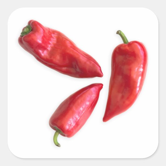 Rode peper vierkante sticker (Voorkant)