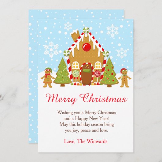 Rode peperkoek huis decoreren kerstfeest feestdagenkaart (Voorkant / Achterkant)