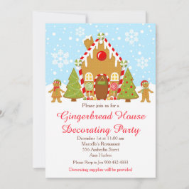 Rode peperkoek huis decoreren kerstfeest kaart