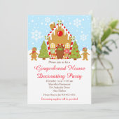 Rode peperkoek huis decoreren kerstfeest kaart (Staand voorkant)