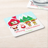 Rode peperkoek huis decoreren kerstfeest kartonnen onderzetters (Schuin)